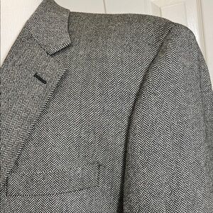 Lauren Ralph Lauren Black and White Herringbone Wool Blazer Jacket Sz 46L